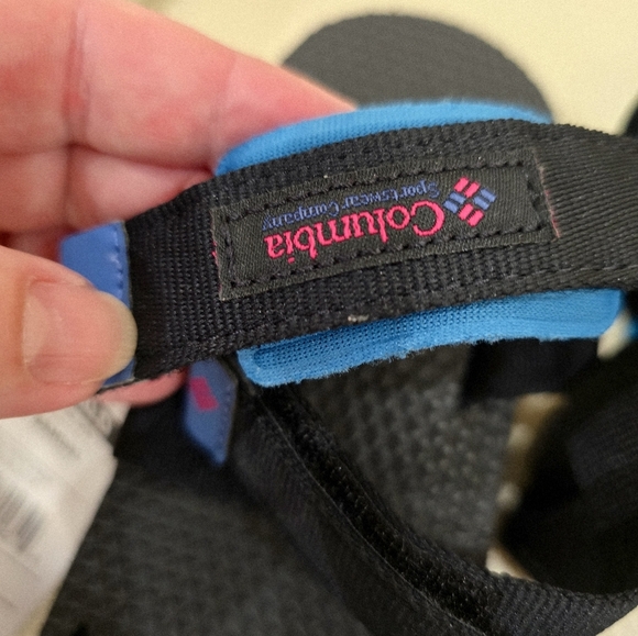 Columbia ALAVA  Black Blue Sandals Shoes  Flats Velcro Ajust Size 10 Insole 11" - Picture 6 of 8